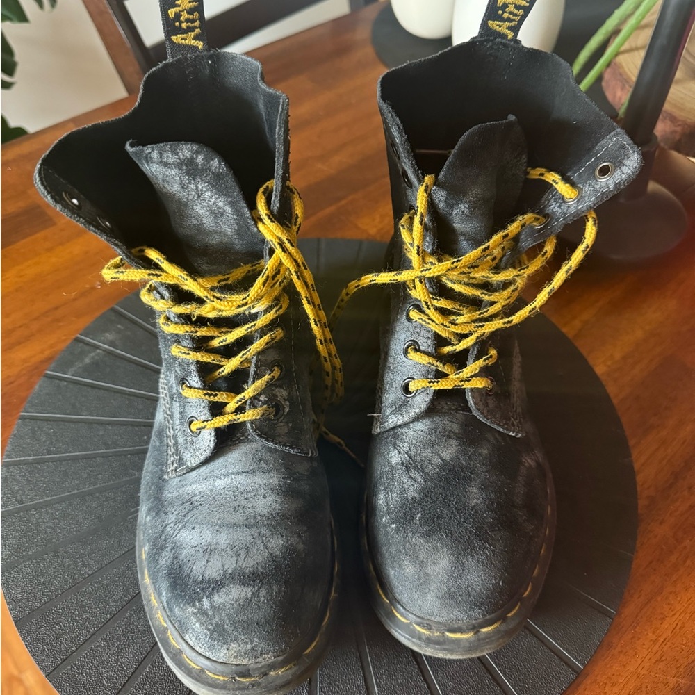 Dr. Martens Black Combat Boots with Yellow Laces
